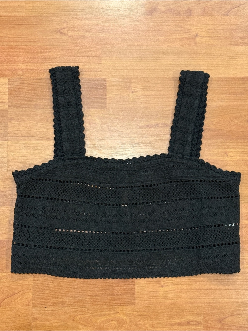 aerie Black Crochet Tank Crop Top - Women